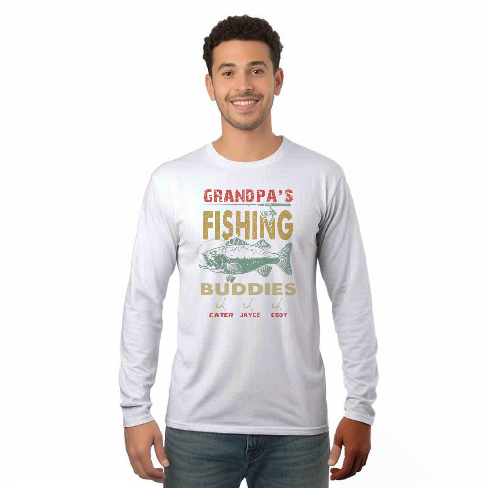 Grandpa's Fishing Buddies Shirt Vintage Retro Fisherman Long Sleeve Shirt Men Women