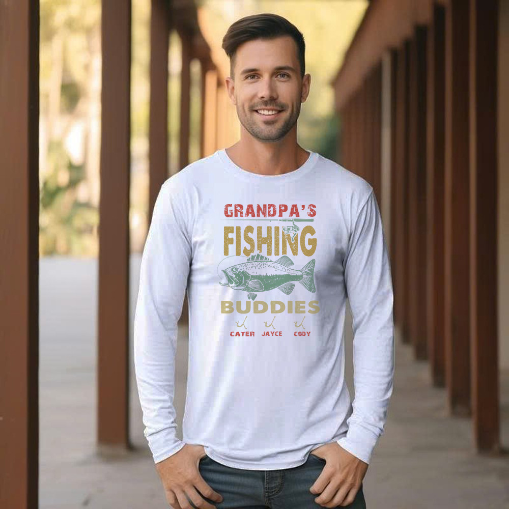 Grandpa’s Fishing Buddies Shirt Vintage Retro Fisherman Long Sleeve Shirt Men Women
