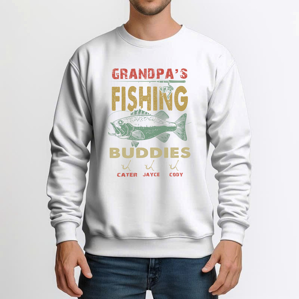 Grandpa’s Fishing Buddies Shirt Vintage Retro Fisherman Sweatshirt Men Women