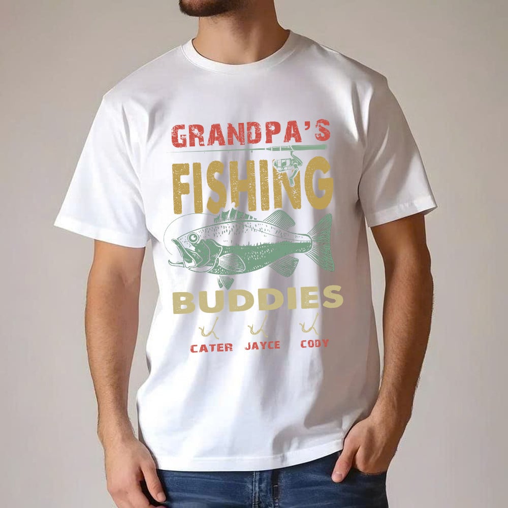 Grandpa’s Fishing Buddies Shirt Vintage Retro Fisherman T-Shirt Men Women
