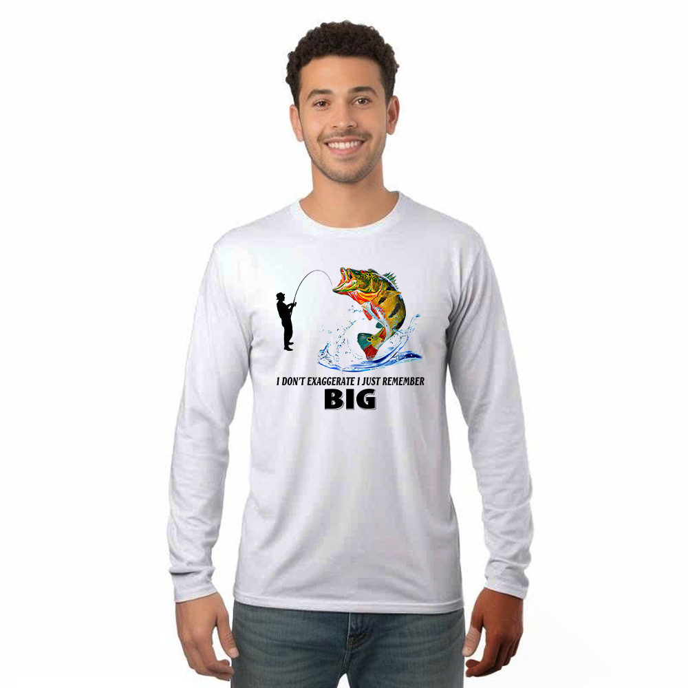 I Don't Exaggerate I Just Remember Big Shirt Funny Humor Fisherman Long Sleeve Shirt Best Gifts