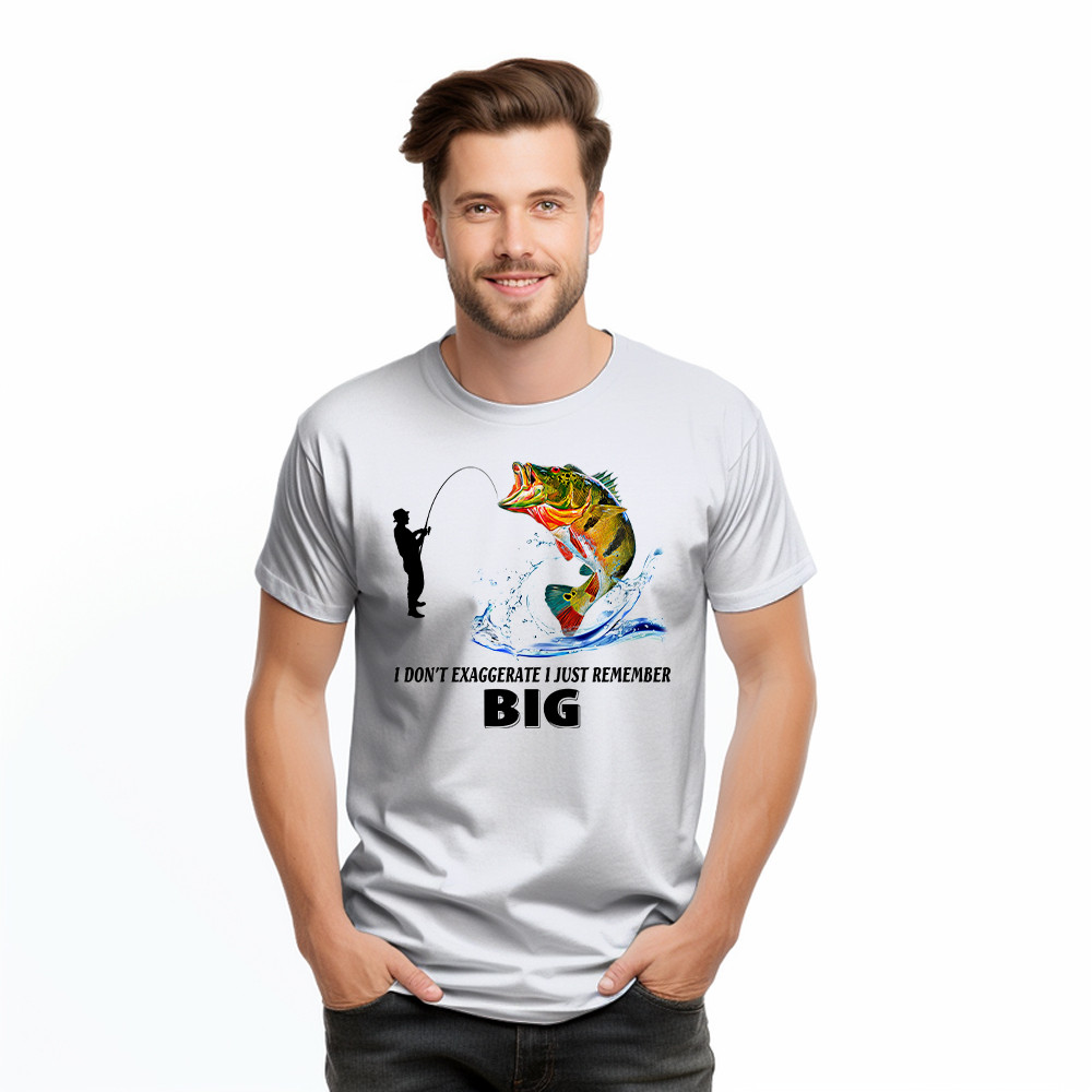 I Don’t Exaggerate I Just Remember Big Shirt Funny Humor Fisherman T-Shirt Best Gifts