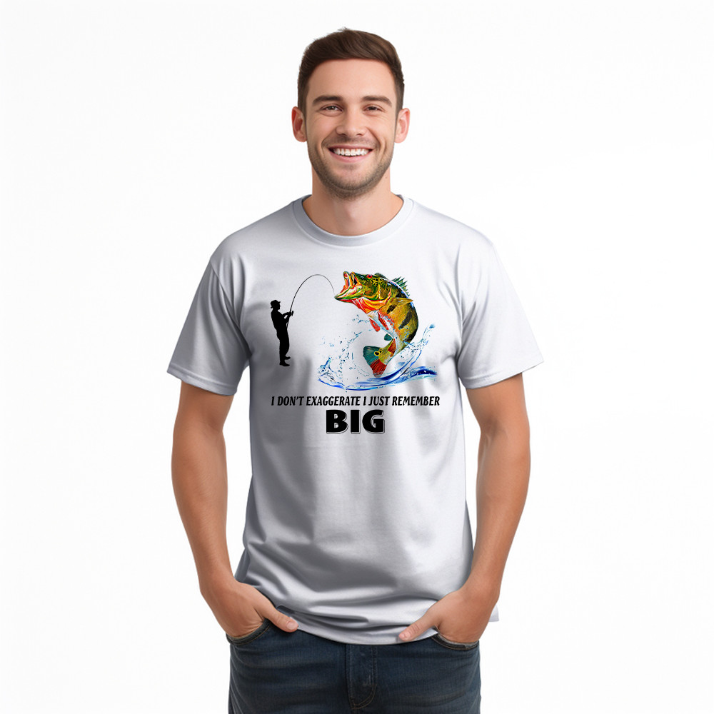 I Don’t Exaggerate I Just Remember Big Shirt Funny Humor Fisherman T-Shirt Best Gifts